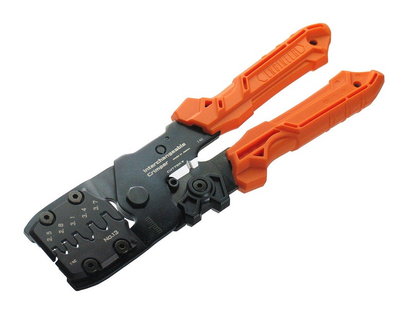 Engineer Precision Universal Crimping Tool with Inter-Changeable die Plates (Size L) Handy Crimp Tool. Made in Japan. ENGINEER pad-13, Orange - Image 1